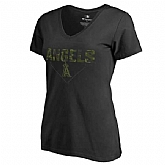 Women's Los Angeles Angels of Anaheim Fanatics Branded Black Big & Tall Memorial V Neck Camo T-shirt FengYun,baseball caps,new era cap wholesale,wholesale hats